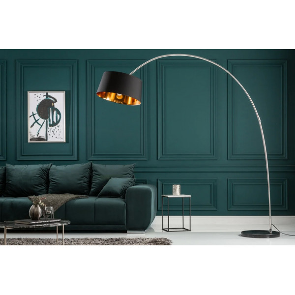 SPAN modern íves állólámpa 215 cm – fekete / arany