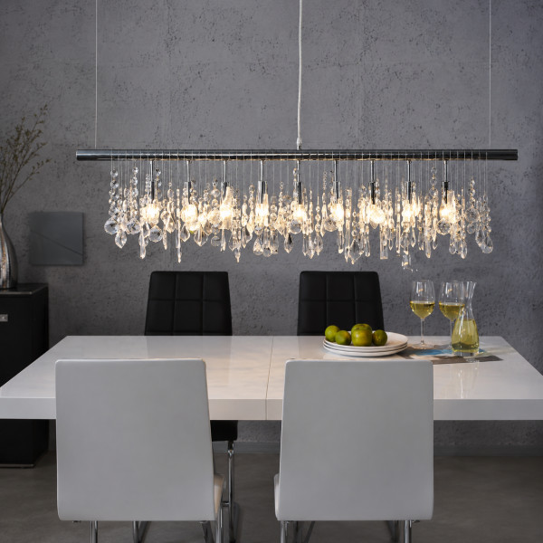 GLINT modern 9 ágú függőlámpa 120 cm – ezüst / átlátszó