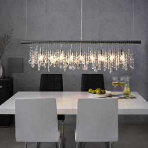 GLINT modern 9 ágú függőlámpa 120 cm – ezüst / átlátszó INVICTA