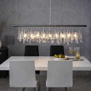 GLINT modern 9 ágú függőlámpa 120 cm – ezüst / átlátszó INVICTA