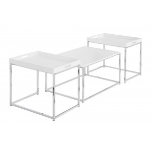 TRIO modern dohányzóasztal szett - fehér