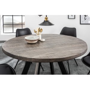 CRAFTER mangófa kerek étkezőasztal - 120cm - szürke INVICTA