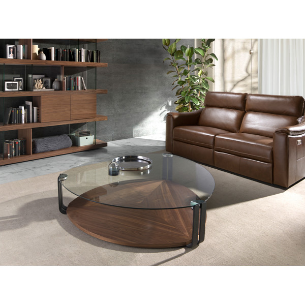 SALVADOR modern dió/üveg dohányzóasztal