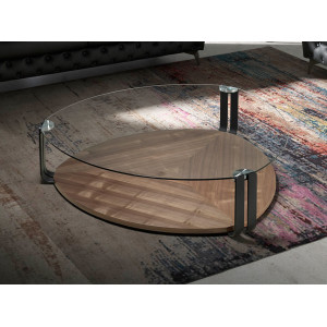 SALVADOR modern dió/üveg dohányzóasztal