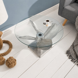 FLOW dohányzóasztal  60 cm – ezüst INVICTA