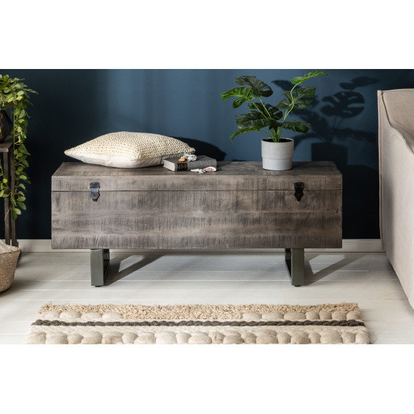 FACTORY LOFT design mangófa dohányzóasztal - 115cm - szürke