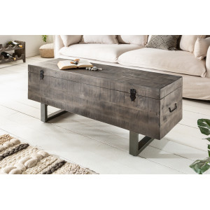 FACTORY LOFT design mangófa dohányzóasztal - 115cm - szürke INVICTA