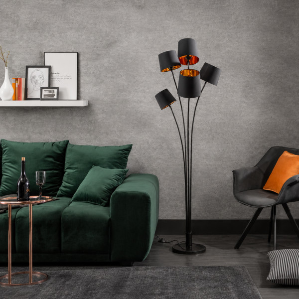 CASCADE modern állólámpa 178 cm – fekete / arany