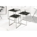 ELEMENTS design márvány lerakóasztal szett - fekete