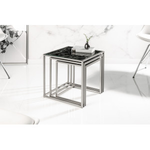 ELEMENTS design márvány lerakóasztal szett - fekete