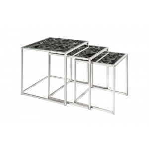 ELEMENTS design márvány lerakóasztal szett - fekete