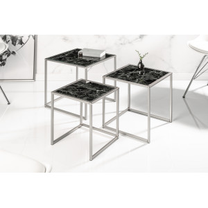 ELEMENTS design márvány lerakóasztal szett - fekete INVICTA