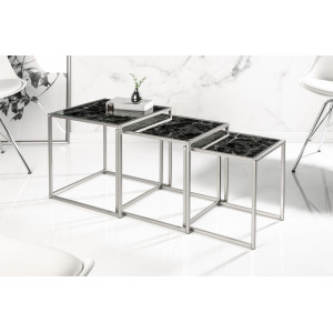ELEMENTS design márvány lerakóasztal szett - fekete INVICTA