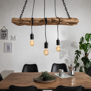 DRIFT modern 3 ágú függőlámpa 73 cm – újrahasznosított fa / natúr INVICTA
