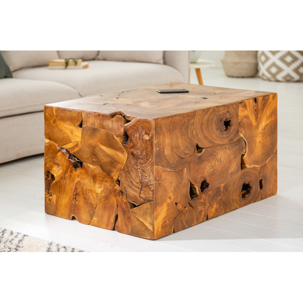 SQUARE modern teakfa dohányzóasztal - 90cm
