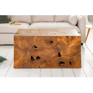 SQUARE modern teakfa dohányzóasztal - 90cm