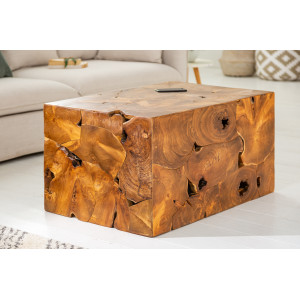 SQUARE modern teakfa dohányzóasztal - 90cm INVICTA