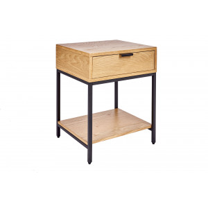 NORDIC modern tölgy éjjeliszekrény 40 cm – natúr / fekete Éjjeliszekrények