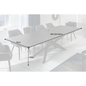 EUPHORIA exkluzív bővíthető étkezőasztal - grafit - 180-220-260cm