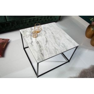 ELEMENTS exkluzív márvány dohányzóasztal - 50cm - fehér INVICTA