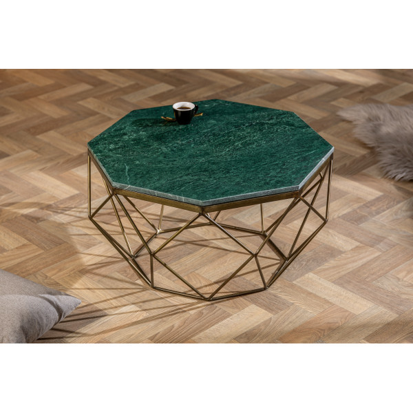 DIAMOND modern márvány dohányzóasztal - 69cm - zöld