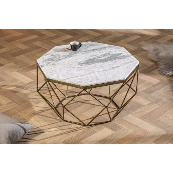 DIAMOND modern márvány dohányzóasztal - 69cm - fehér