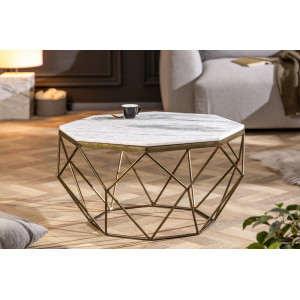 DIAMOND modern márvány dohányzóasztal - 69cm - fehér