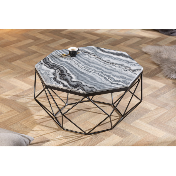 DIAMOND modern márvány dohányzóasztal - 69cm - szürke