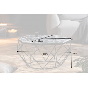 DIAMOND modern márvány dohányzóasztal - 69cm - szürke