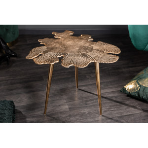LEAF design fém dohányzóasztal - 57cm - arany INVICTA