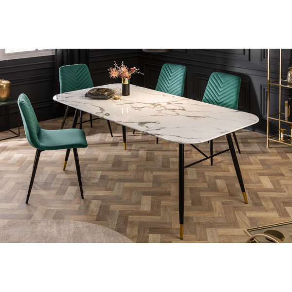 PARIS design üveg étkezőasztal - 180cm - fehér