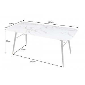PARIS design üveg étkezőasztal - 180cm - fehér