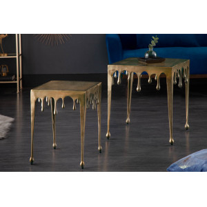 LIQUID design fém lerakóasztal - 34/46cm - arany