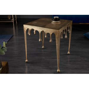 LIQUID design fém lerakóasztal - 34/46cm - arany