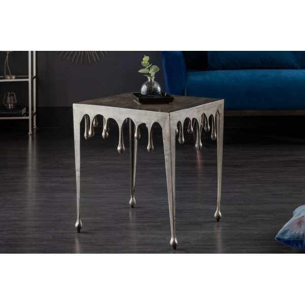 LIQUID design fém lerakóasztal - 34/46cm - ezüst LIQUID design fém lerakóasztal - 34/46cm - ezüst