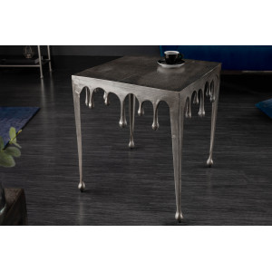 LIQUID design fém lerakóasztal - 34/46cm - ezüst