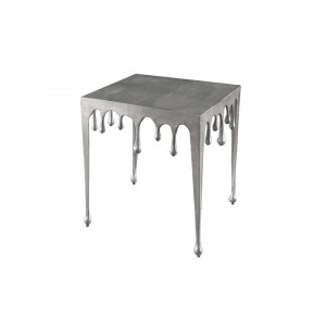 LIQUID design fém lerakóasztal - 34/46cm - ezüst