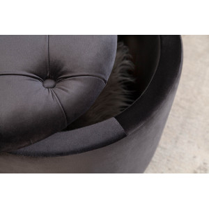 MODERN BAROCK modern bársony puff/tároló - 50cm - fekete