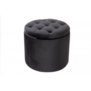 MODERN BAROCK modern bársony puff/tároló - 50cm - fekete