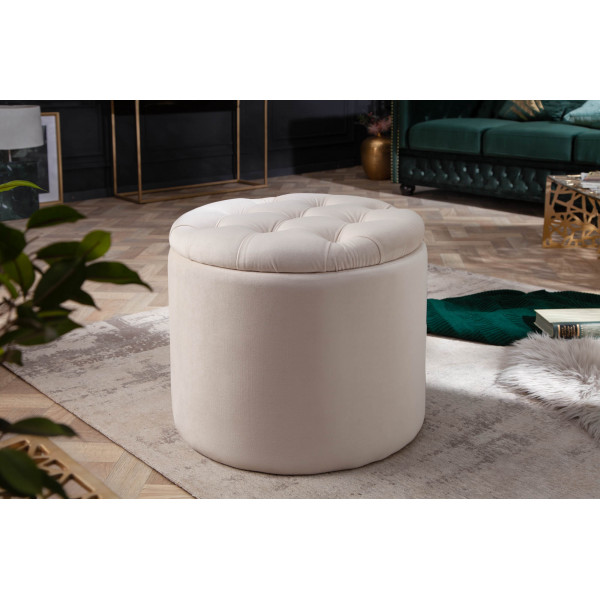 MODERN BAROCK modern bársony puff/tároló - 50cm - beige