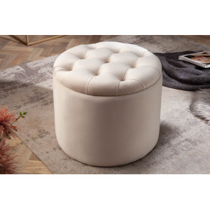MODERN BAROCK modern bársony puff/tároló - 50cm - beige