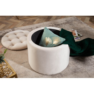 MODERN BAROCK modern bársony puff/tároló - 50cm - beige