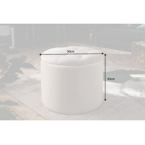 MODERN BAROCK modern bársony puff/tároló - 50cm - beige