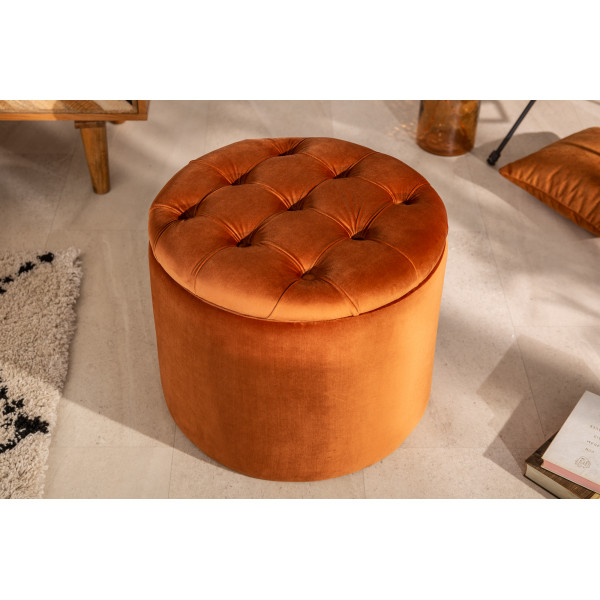 MODERN BAROCK modern bársony puff/tároló - 50cm - narancs