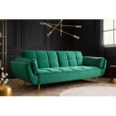 GLAM bársony kanapéágy 214 cm – smaragdzöld / arany