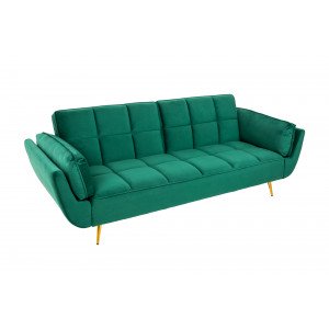 GLAM bársony kanapéágy 214 cm – smaragdzöld / arany INVICTA