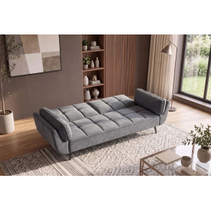 GLAM bársony kanapéágy 214 cm – szürke / arany