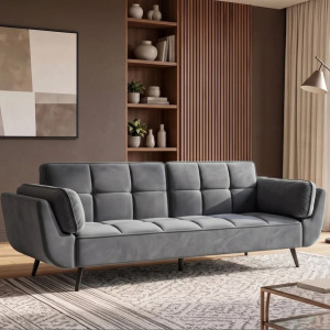 GLAM bársony kanapéágy 214 cm – szürke / arany INVICTA
