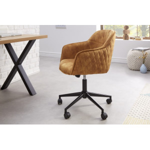 EUPHORIA modern bársony forgószék - okker