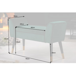 JEWEL bársony pad 90 cm – smaragdzöld